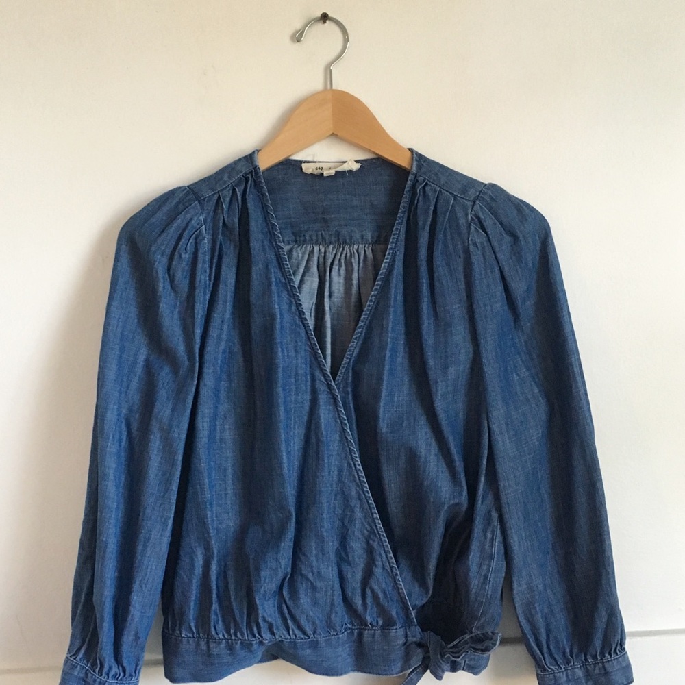 Madewell Denim Wrap Top